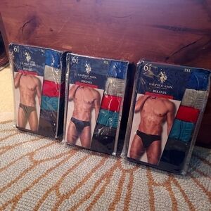 Lot of 3 US Polo Assn Mens Packs of cotton stretch bikinis size 3XL